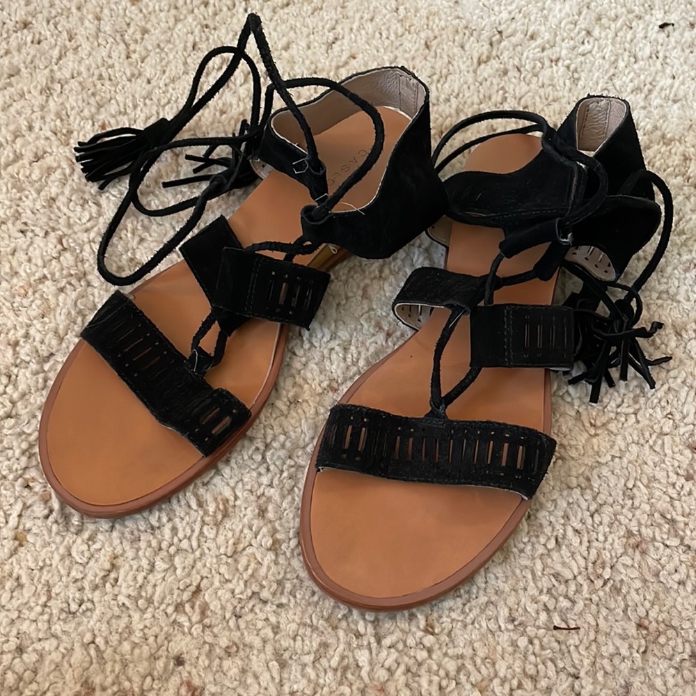 Black suede strappy sandal